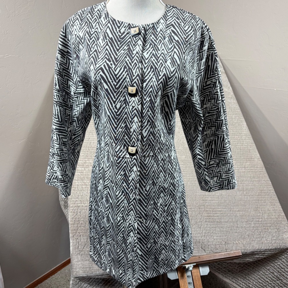 Cabi Zebra Topper Jacket Black White Chevron Print Button Front Coat 3034 Large